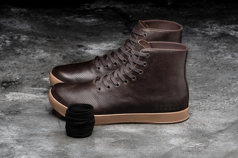 Brown Nobull High-Top Brown Leather Men's Trainers | CA U1395Z